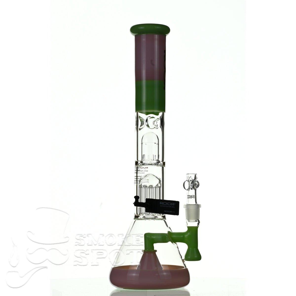ROOR tech glass fixed 18 inch 50x5 straight pink green - Smoke Spot Smoke Shop