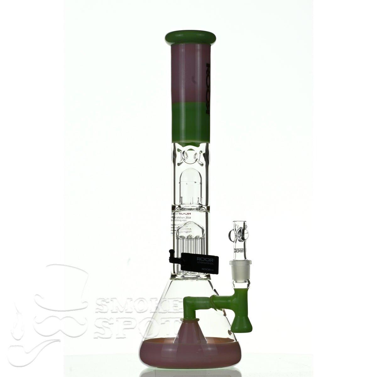 ROOR tech glass fixed 18 inch 50x5 straight pink green - Smoke Spot Smoke Shop