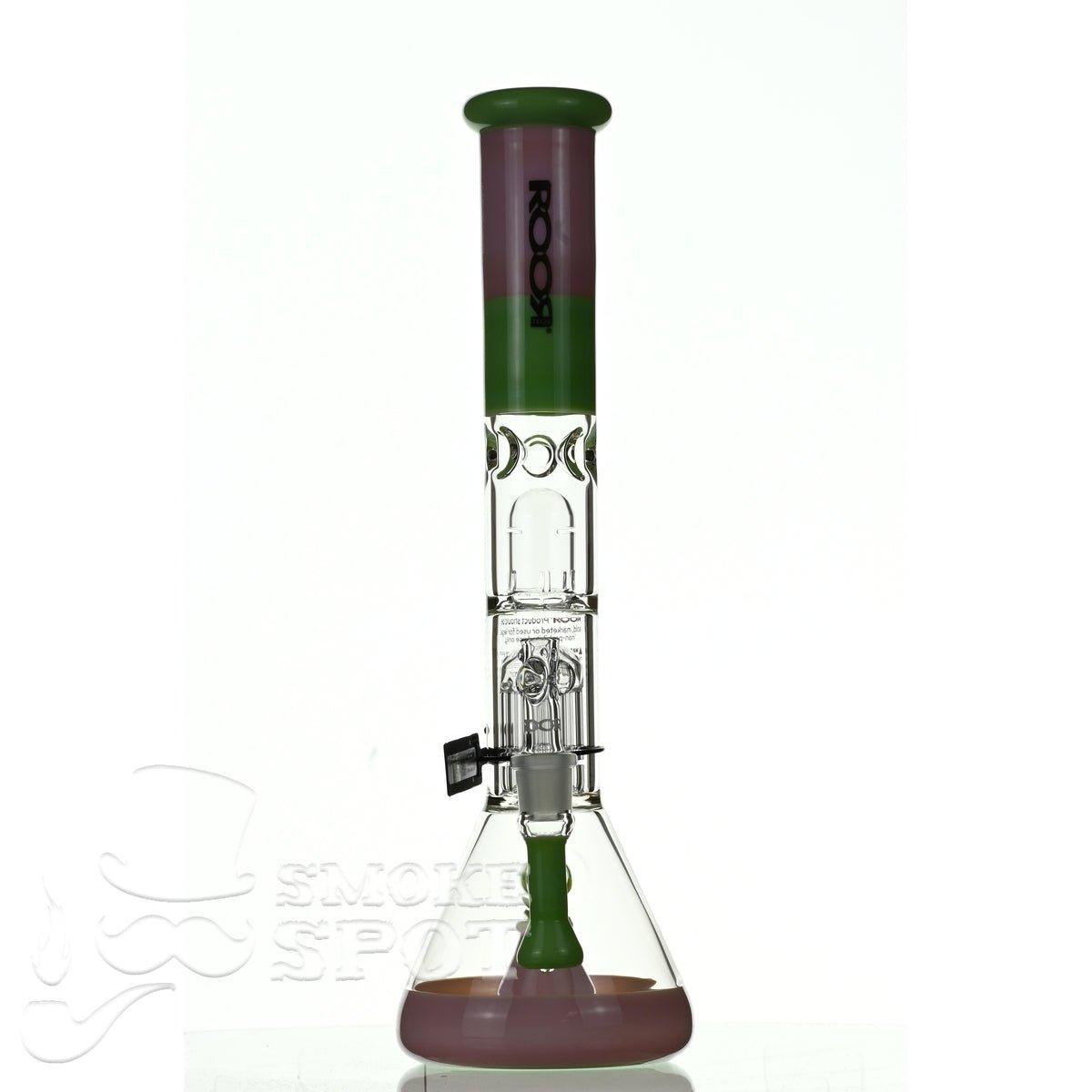 ROOR tech glass fixed 18 inch 50x5 straight pink green - Smoke Spot Smoke Shop