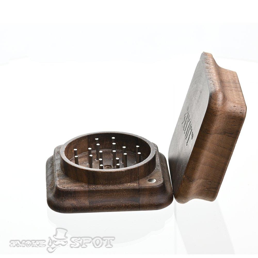 Ryot Square Grinder walnut body side view - Smoke Spot Smoke Shop