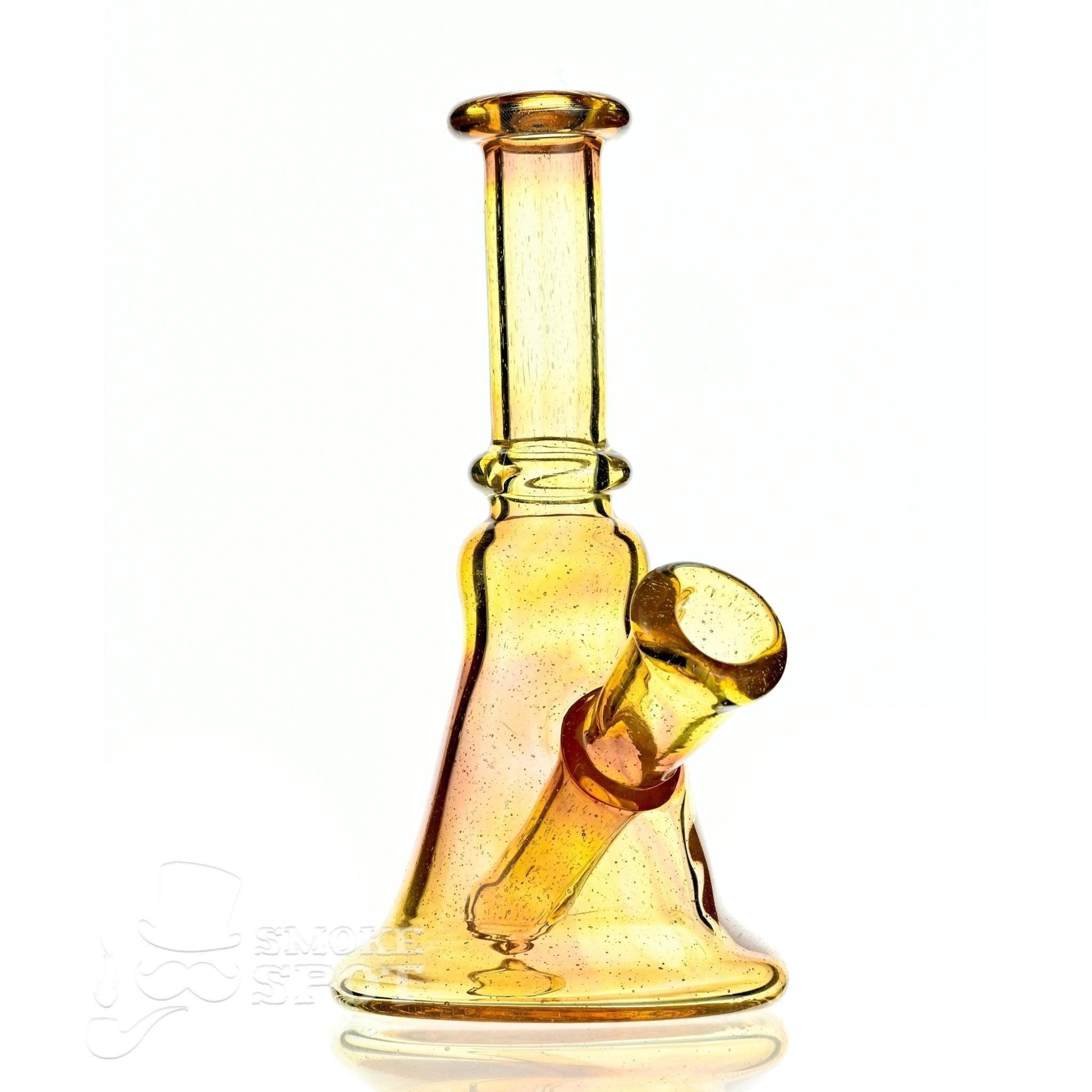 Side view of Shane Color Mini Tube Serum Pink to Yellow Glass Waterpipe