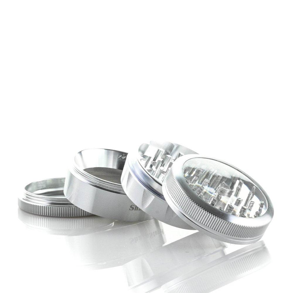 SHARPSTONE V2 CLEAR TOP 2.5" 4 PIECE GRINDER SILVER - Smoke Spot Smoke Shop