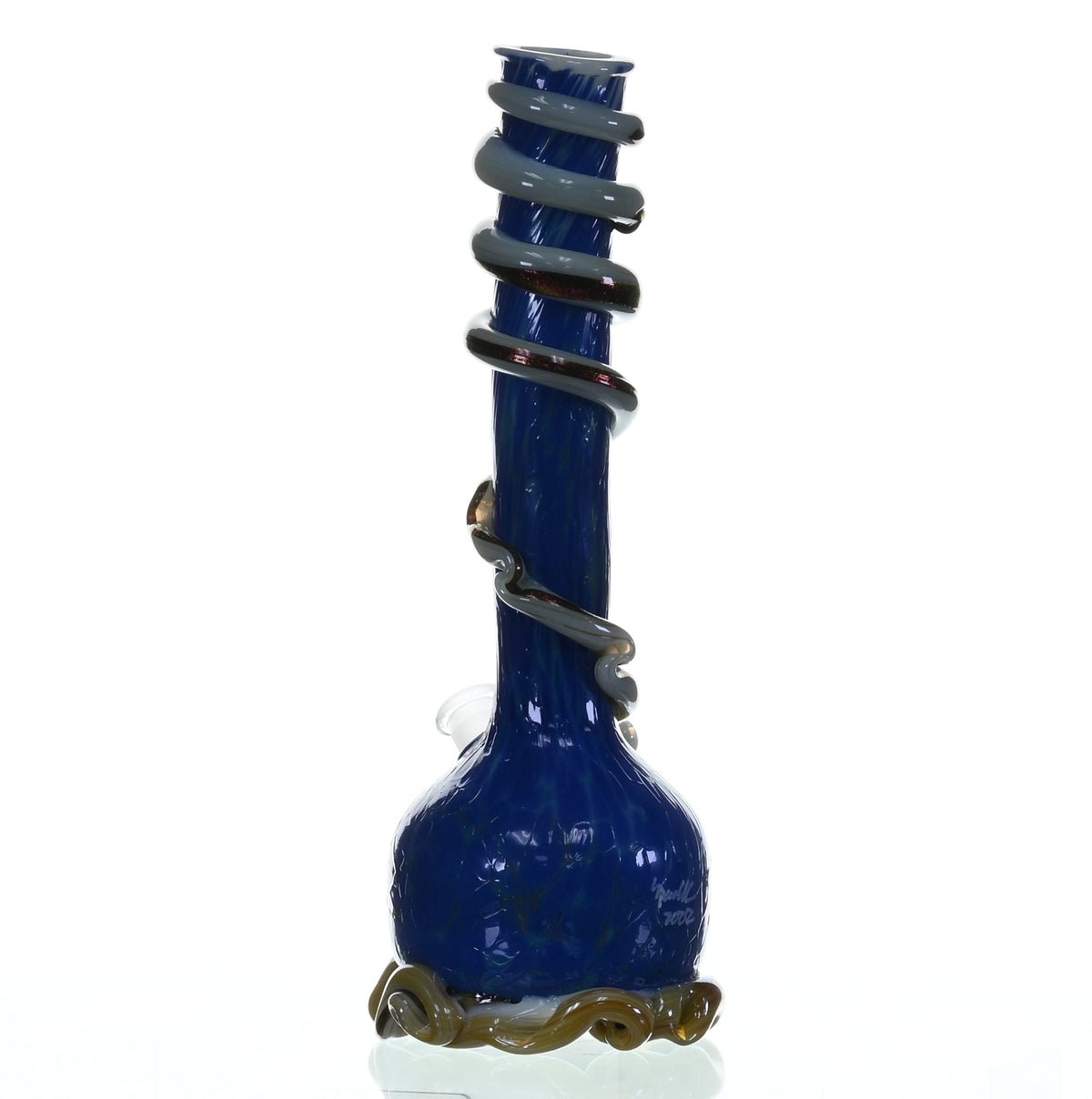 SPECIAL K GLASS Soft Glass Large Cookie Handle Waterpipe #193 artistic design detail