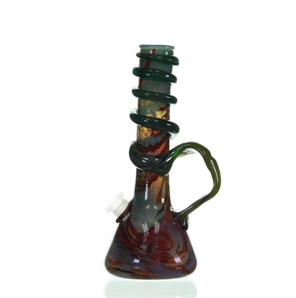 Close-up of SPECIAL K GLASS Soft Glass Medium Cookie Handle #155 joint and downstem - Smoke Spot Smoke Shop