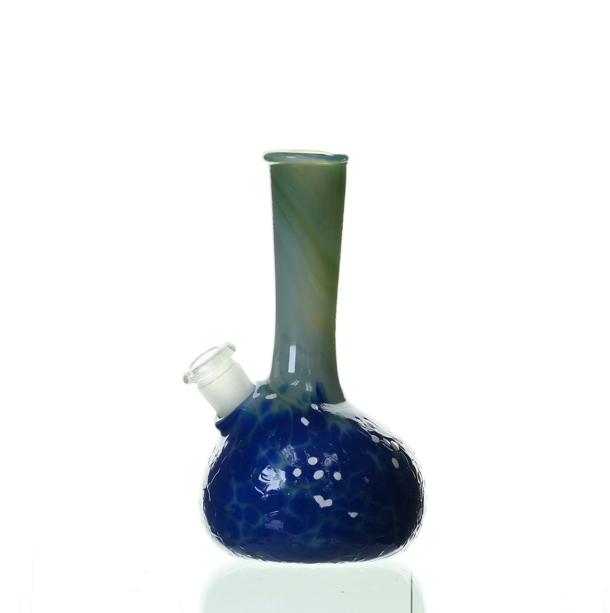 Side angle of SPECIAL K GLASS Soft Glass Small Bullet #115 waterpipe highlighting design details