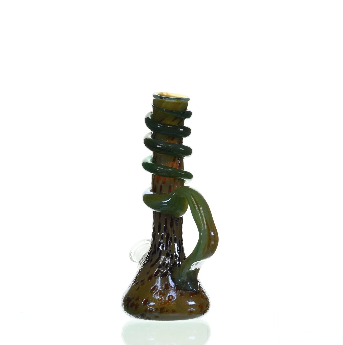 SPECIAL K GLASS Soft Glass Small Cookie Handle #133 with 3-inch downstem - Smoke Spot Glass