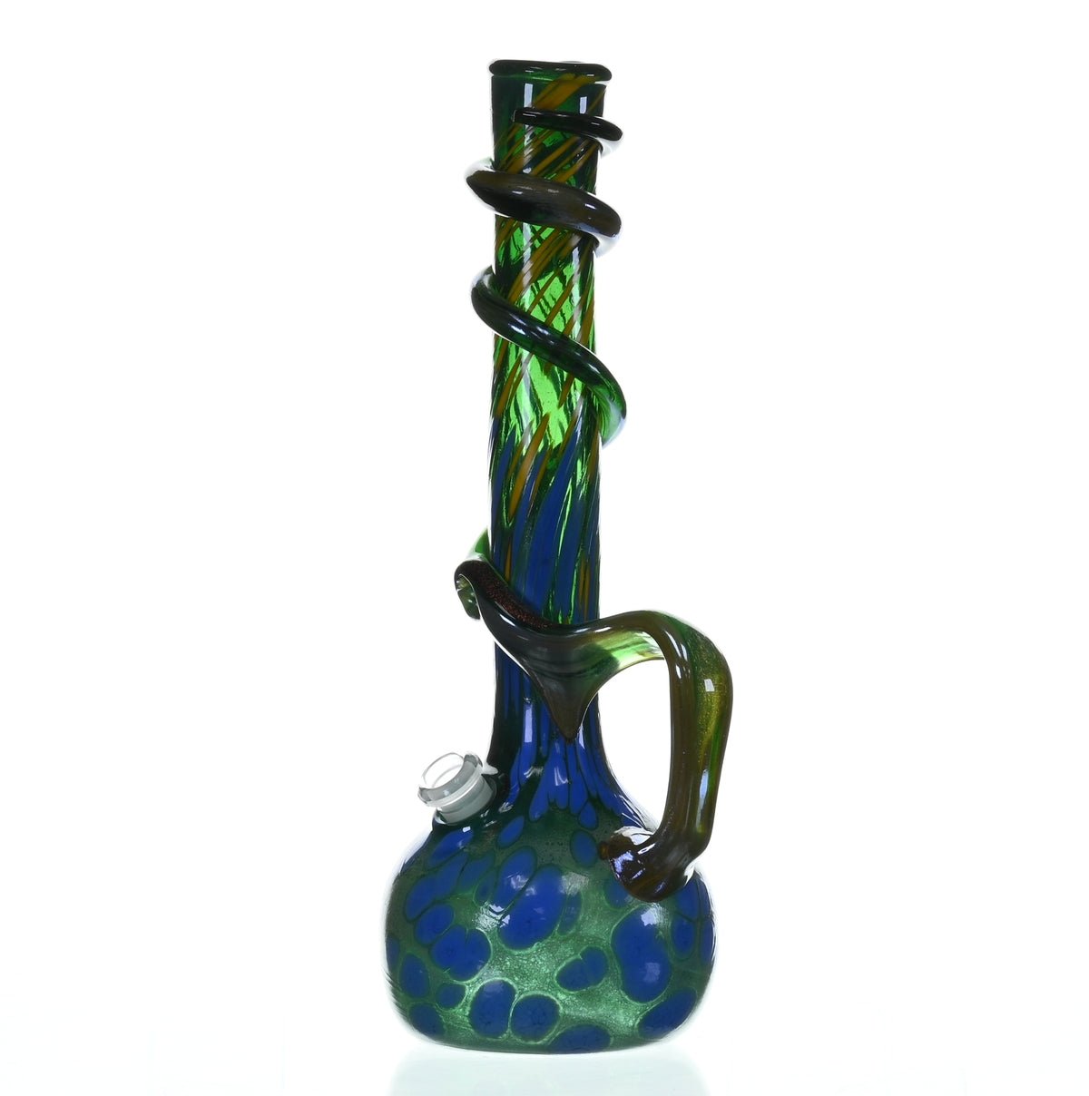 Side view of SPECIAL K GLASS Soft Glass XL Cookie Handle #207 waterpipe - Smoke Spot Glass