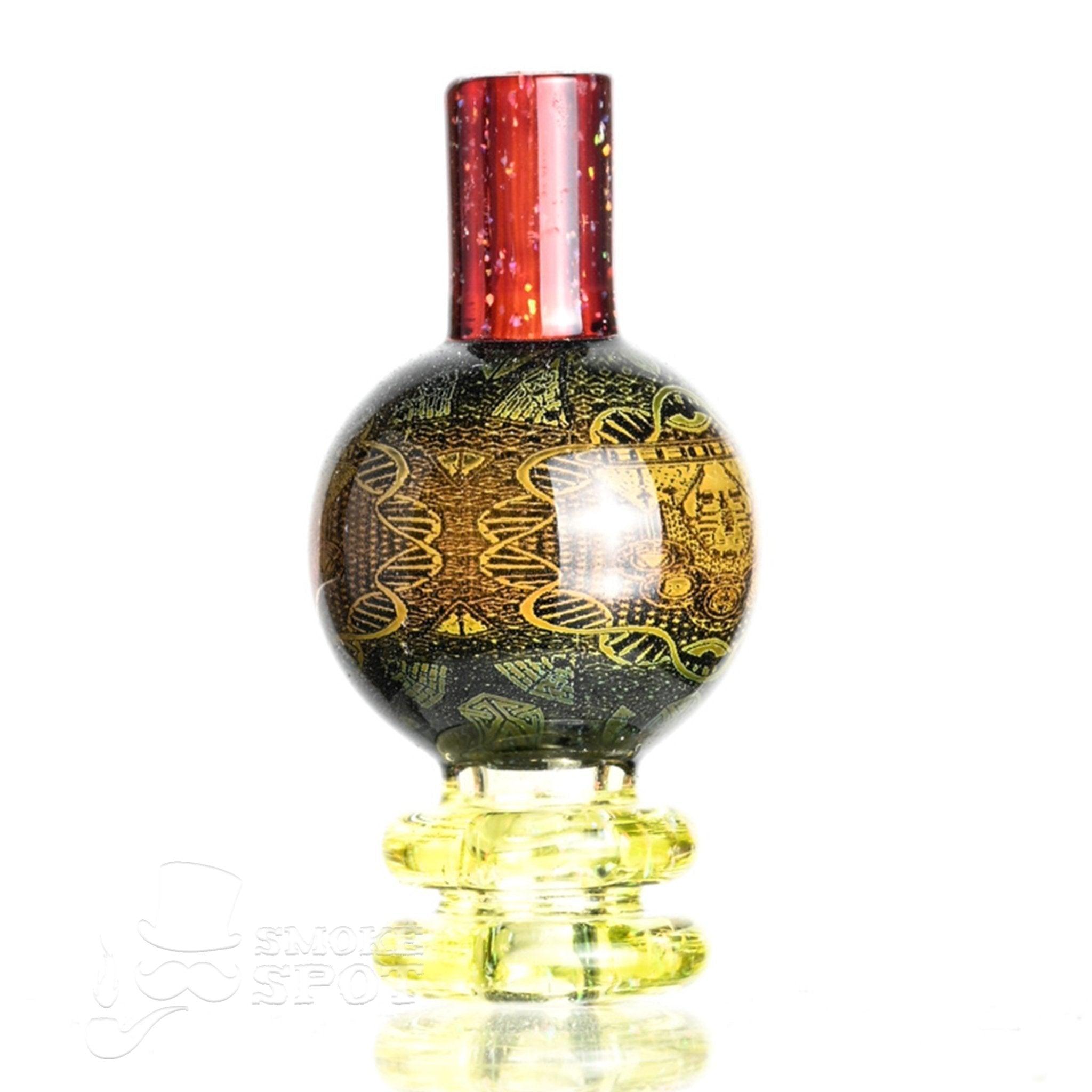 Close-up of Taco Glass Bubble Cap #107 hologram bubble design