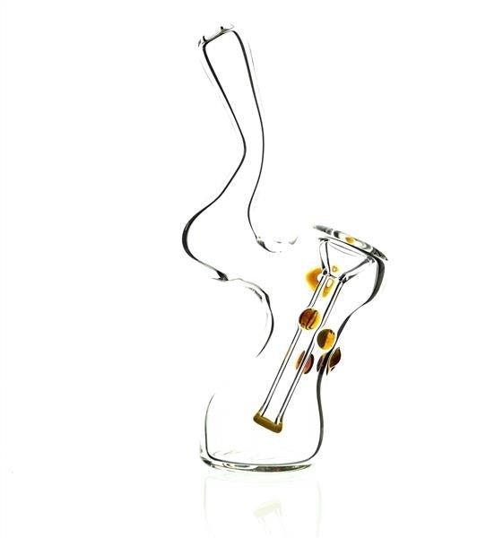 Close-up of Taylor Twompsacks Amber Yellow Bubbler glass details