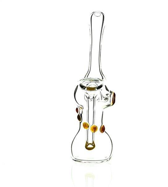 Taylor Twompsacks Amber Yellow Bubbler full view - Smoke Spot Glass