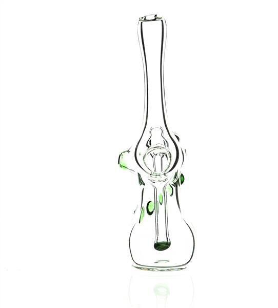 Side view of Taylor Twompsacks Green Glass Bubbler - Smoke Spot Smoke Shop