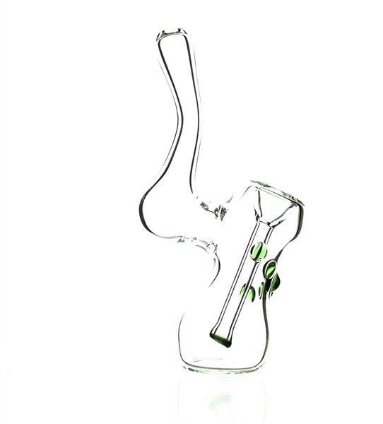 Close-up of Taylor Twompsacks Green Glass Bubbler - Smoke Spot Smoke Shop