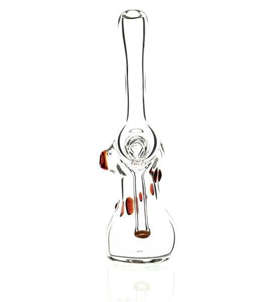 Side view of Taylor Twompsacks Orange Glass Bubbler