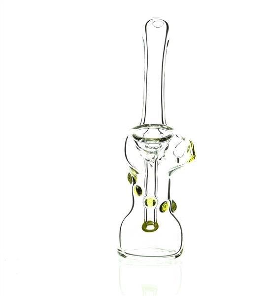 Taylor Twompsacks yellow bubbler angled view - Smoke Spot Smoke Shop