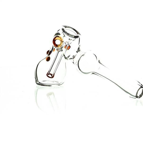 Side view of Taylor Twompsacks Hammer Amber glass waterpipe - Smoke Spot