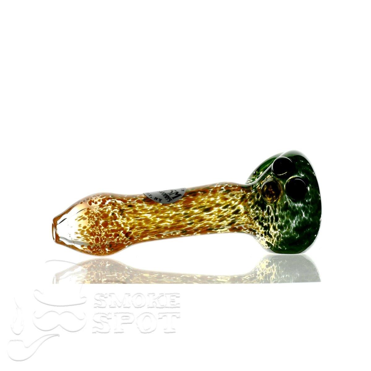 Close-up of The Glass Enthuastic HP101 glass handpipe - Smoke Spot Glass