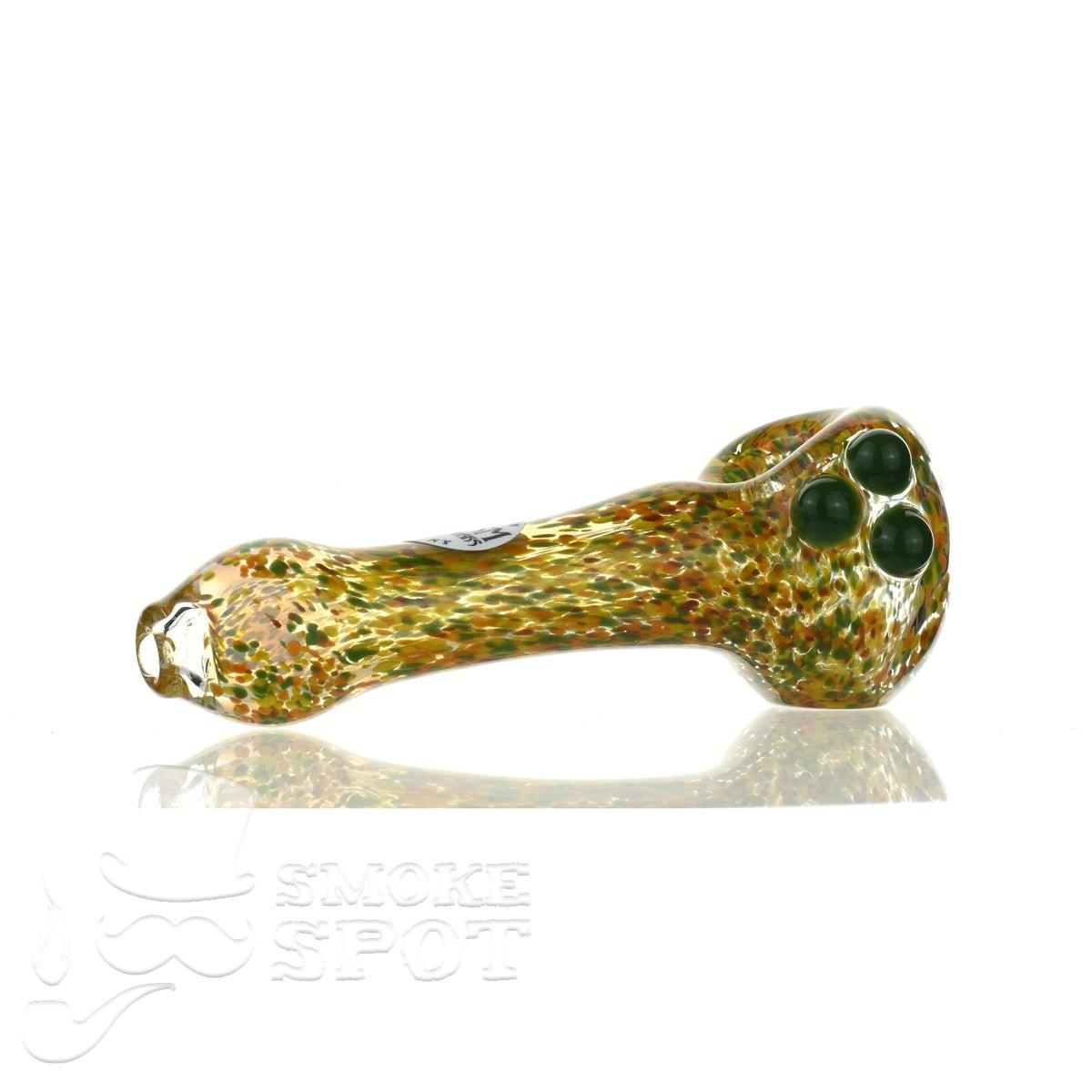 Close-up of The Glass Enthuastic HP146 glass handpipe - Smoke Spot Glass