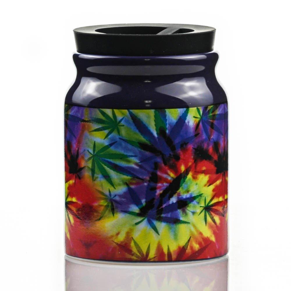 Tie Die Leaf Ceramic Stash Jar 1/4 OZ - Smoke Spot Smoke Shop