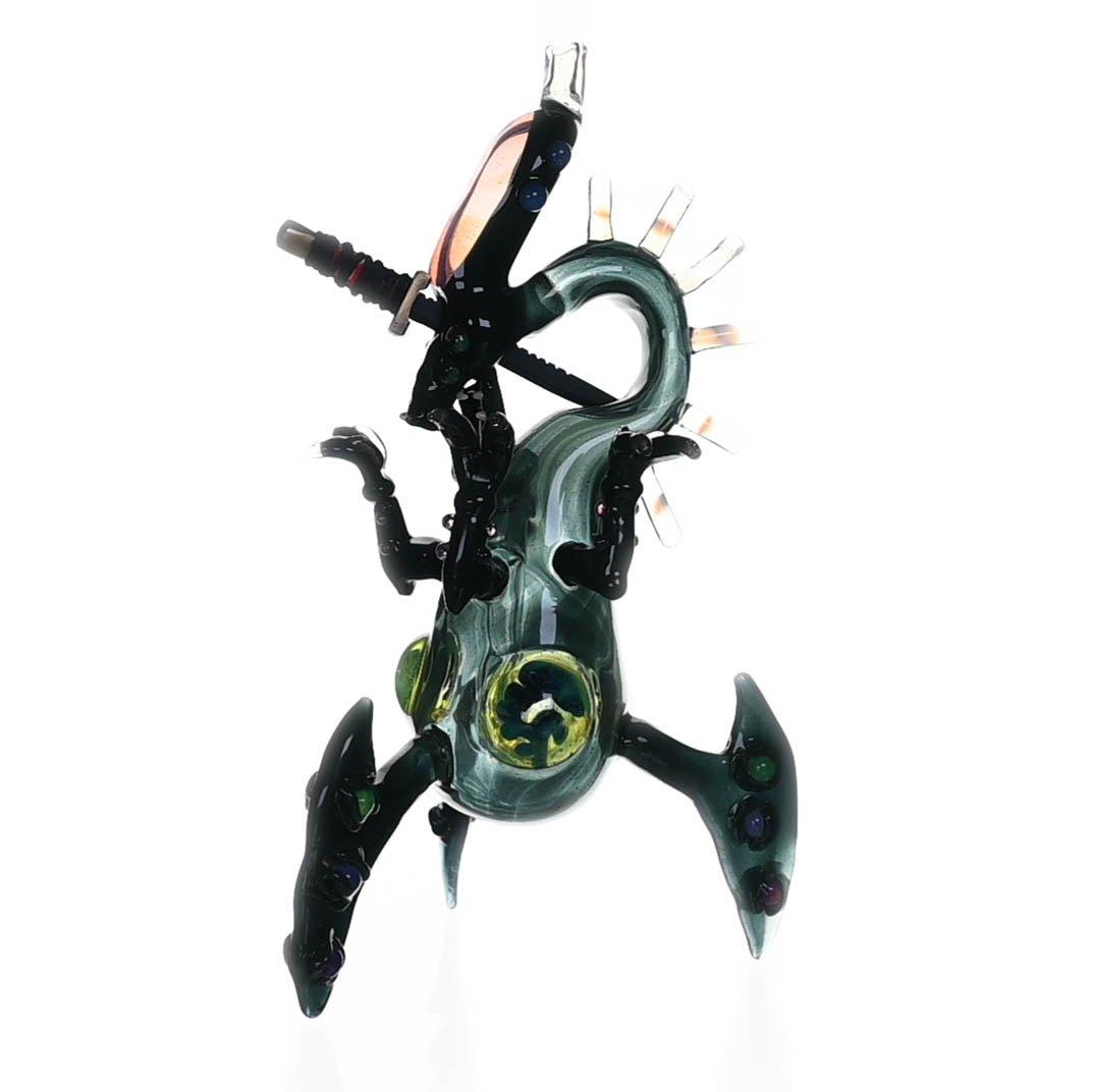 Close-up of Tony Kazy Dragon Rig Competition glass joint - Smoke Spot