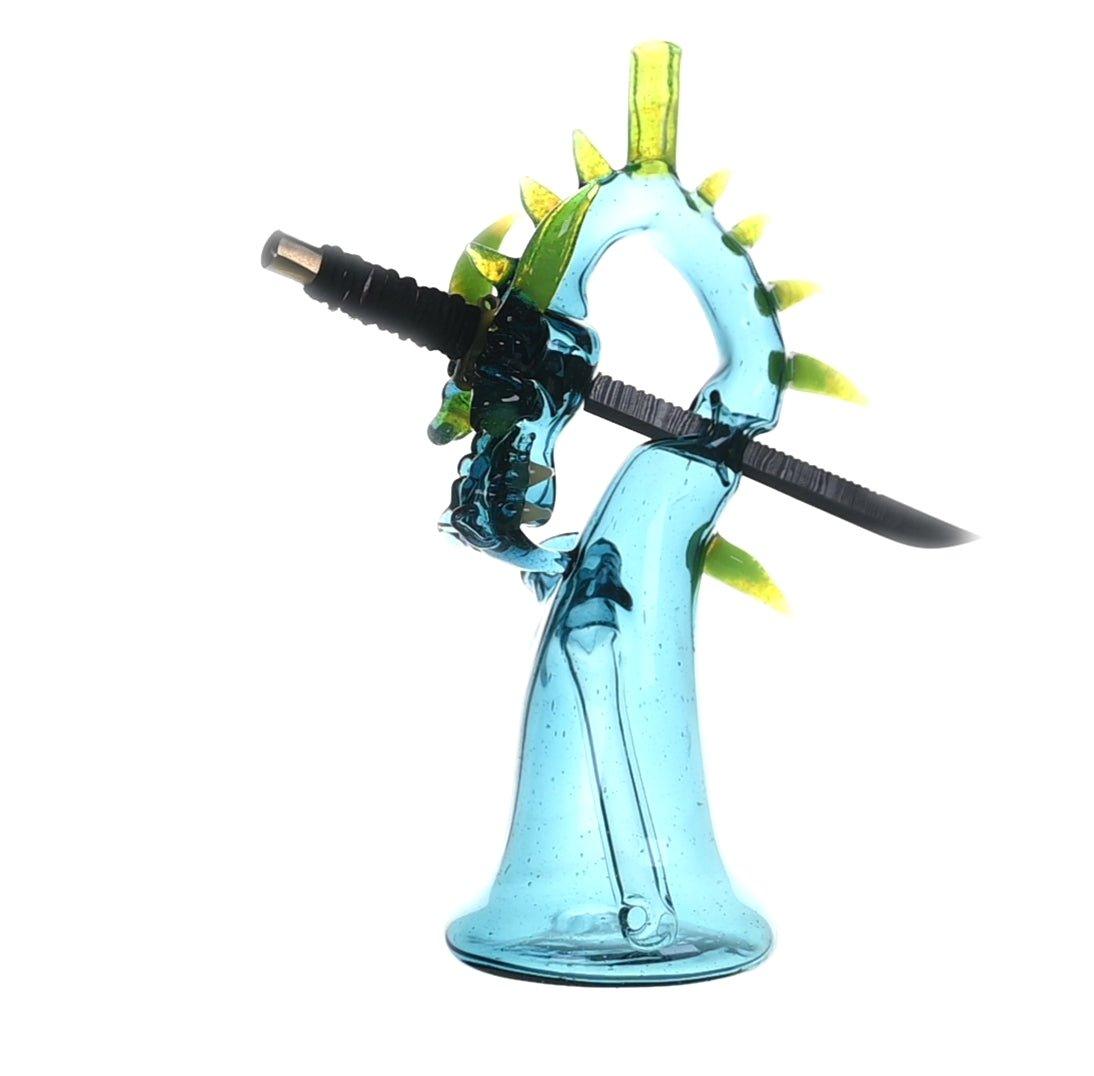 Close-up detail of TONY KAZY Large Dragon Rig #105 glass design - Smoke Spot
