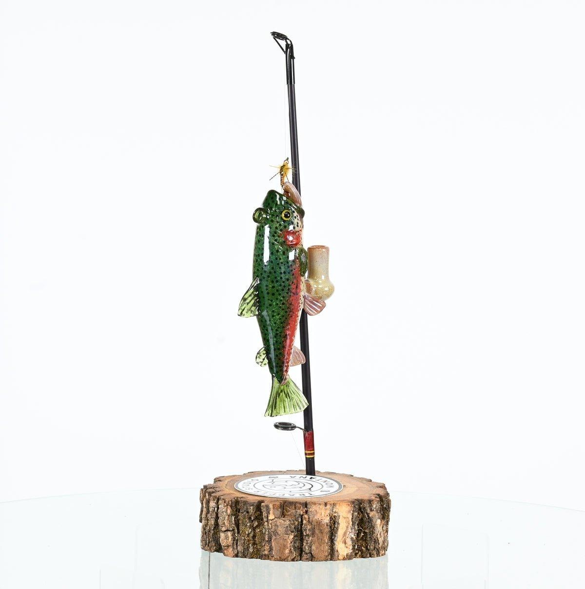 TRAPPER STUDIO RAINBOW TROUT RIG W/STAND & SIGNED PELICAN - Smoke Spot Smoke Shop
