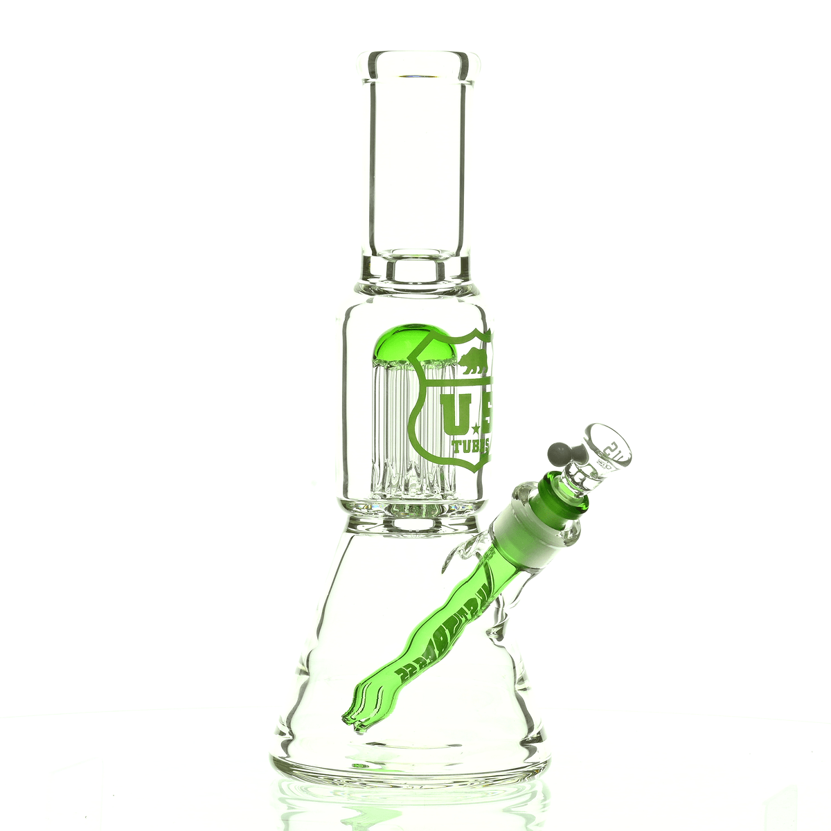 US TUBES 12" BEAKER W/10ARM TREE PERC GREEN - Smoke Spot Smoke Shop