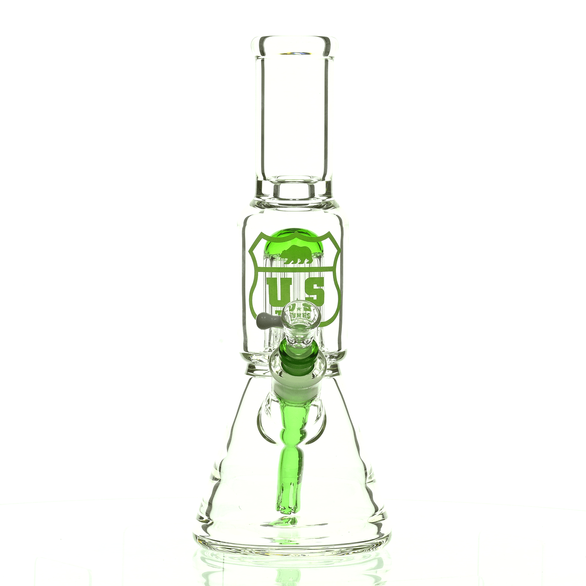 US TUBES 12" BEAKER W/10ARM TREE PERC GREEN - Smoke Spot Smoke Shop