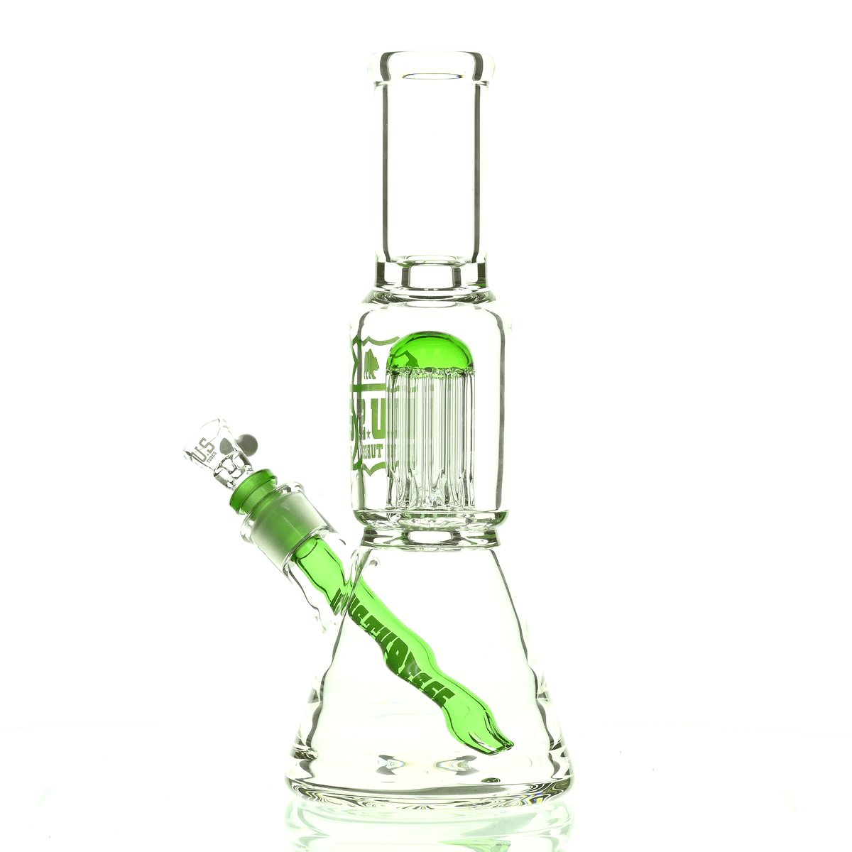 US TUBES 12" BEAKER W/10ARM TREE PERC GREEN - Smoke Spot Smoke Shop