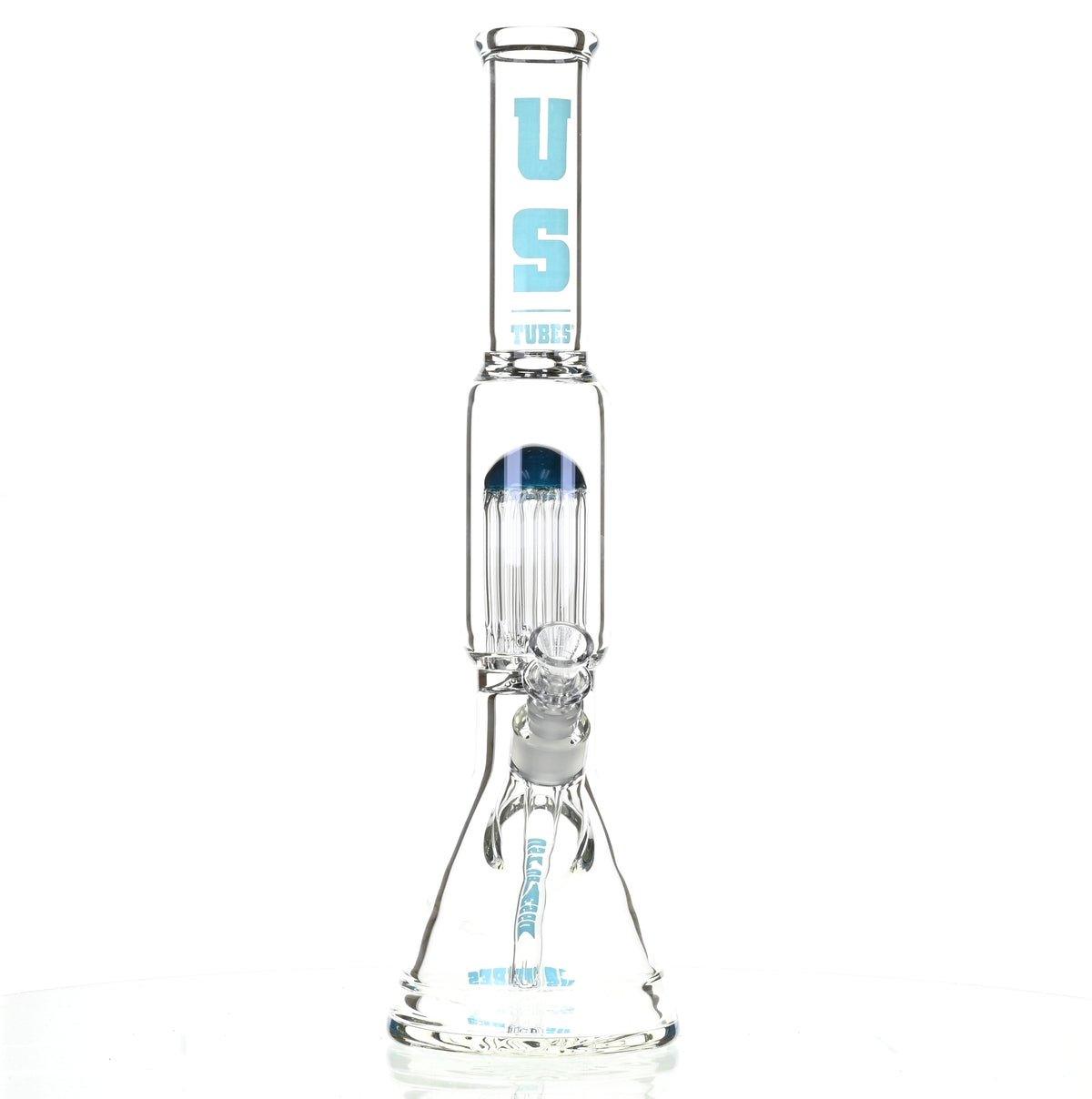 US TUBES 17 inch Beaker Waterpipe with Tree Perc and Blue Accents - Premium Scientific Glass