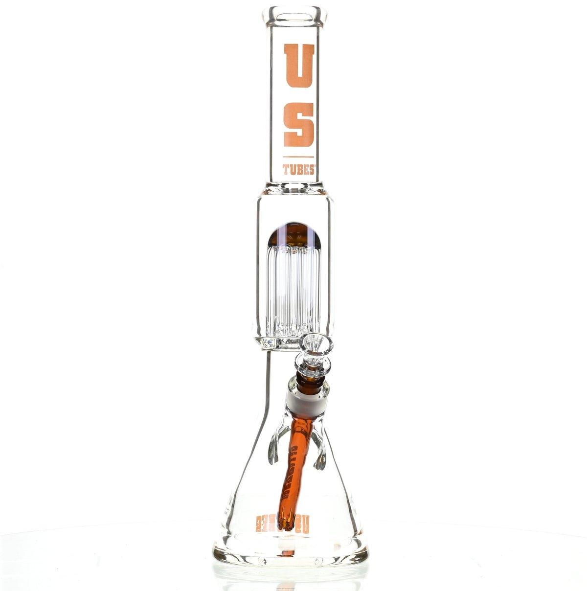 US TUBES 17 inch Beaker Waterpipe with Tree Perc and Orange Accents - Premium Scientific Glass