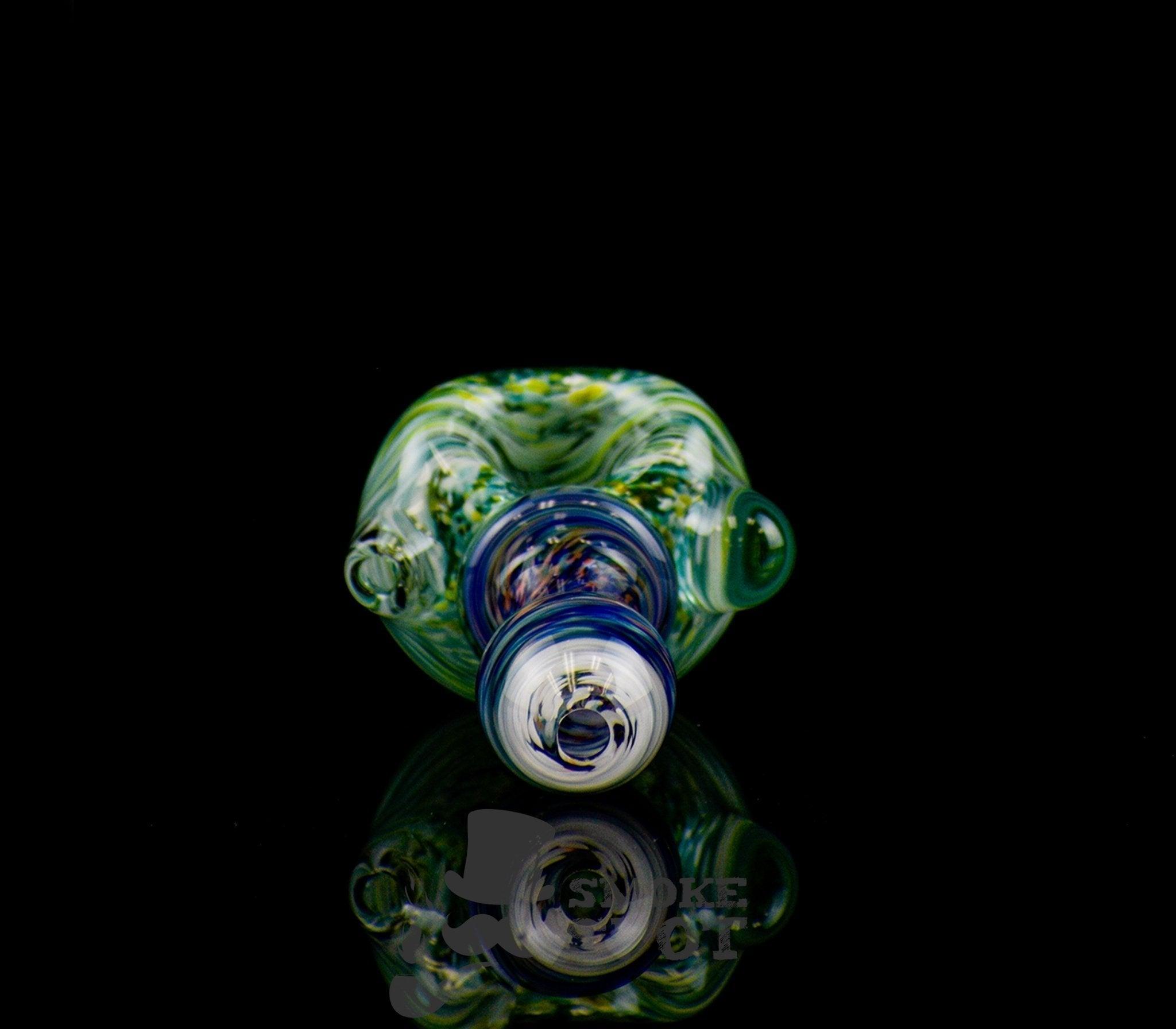 Utility Heady Handpipe Blue & Green 4 inches angled view