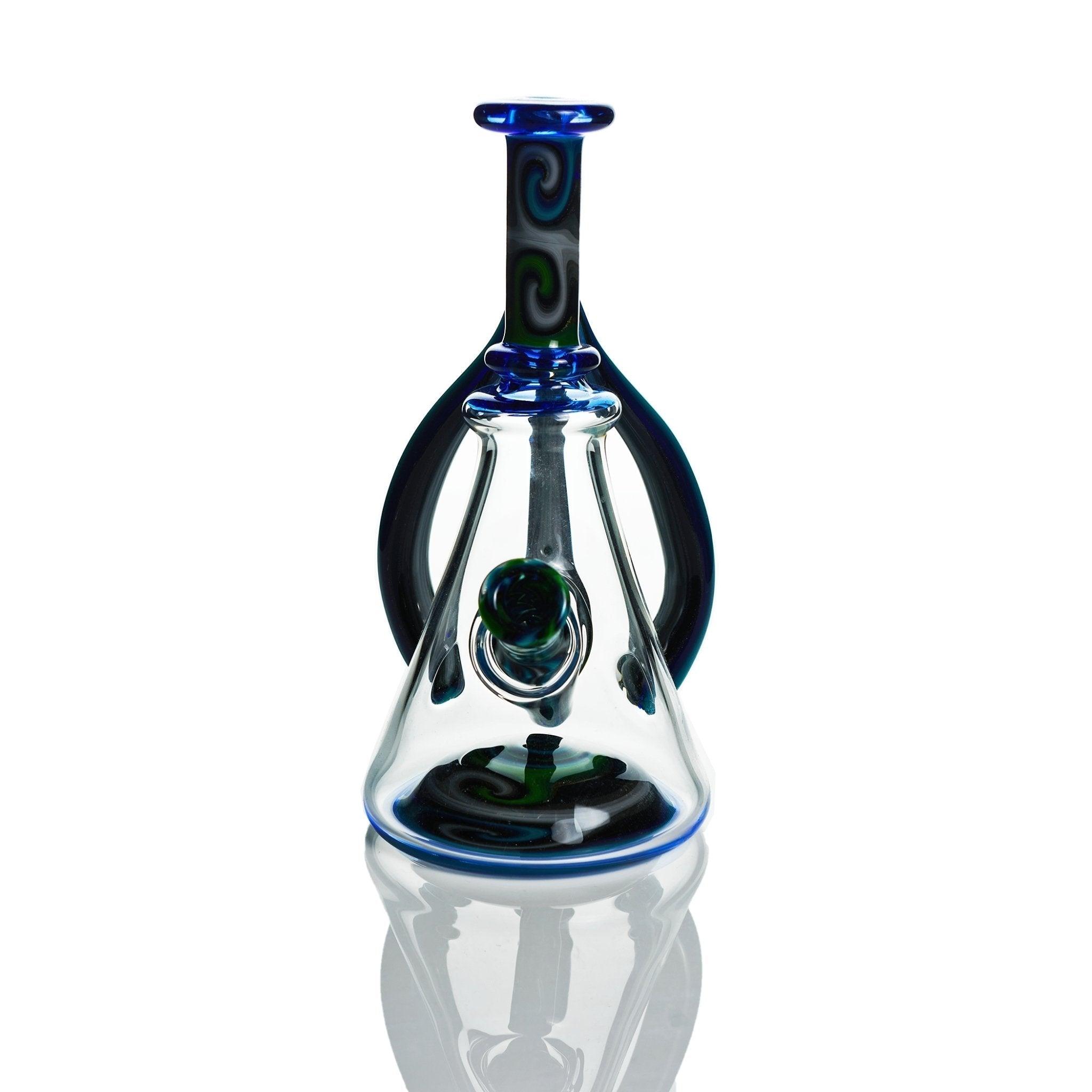 Vigil Glass Rig forest linework cascade with blue dream accents - Smoke Spot Smoke Shop