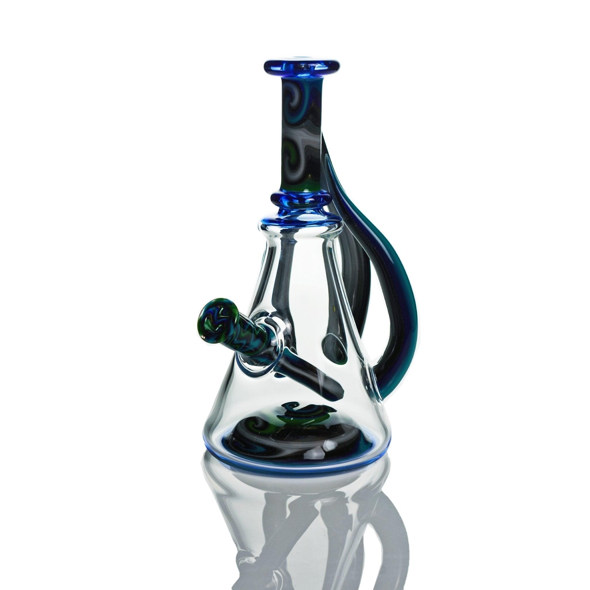 Vigil Glass Rig forest linework cascade with blue dream accents - Smoke Spot Smoke Shop