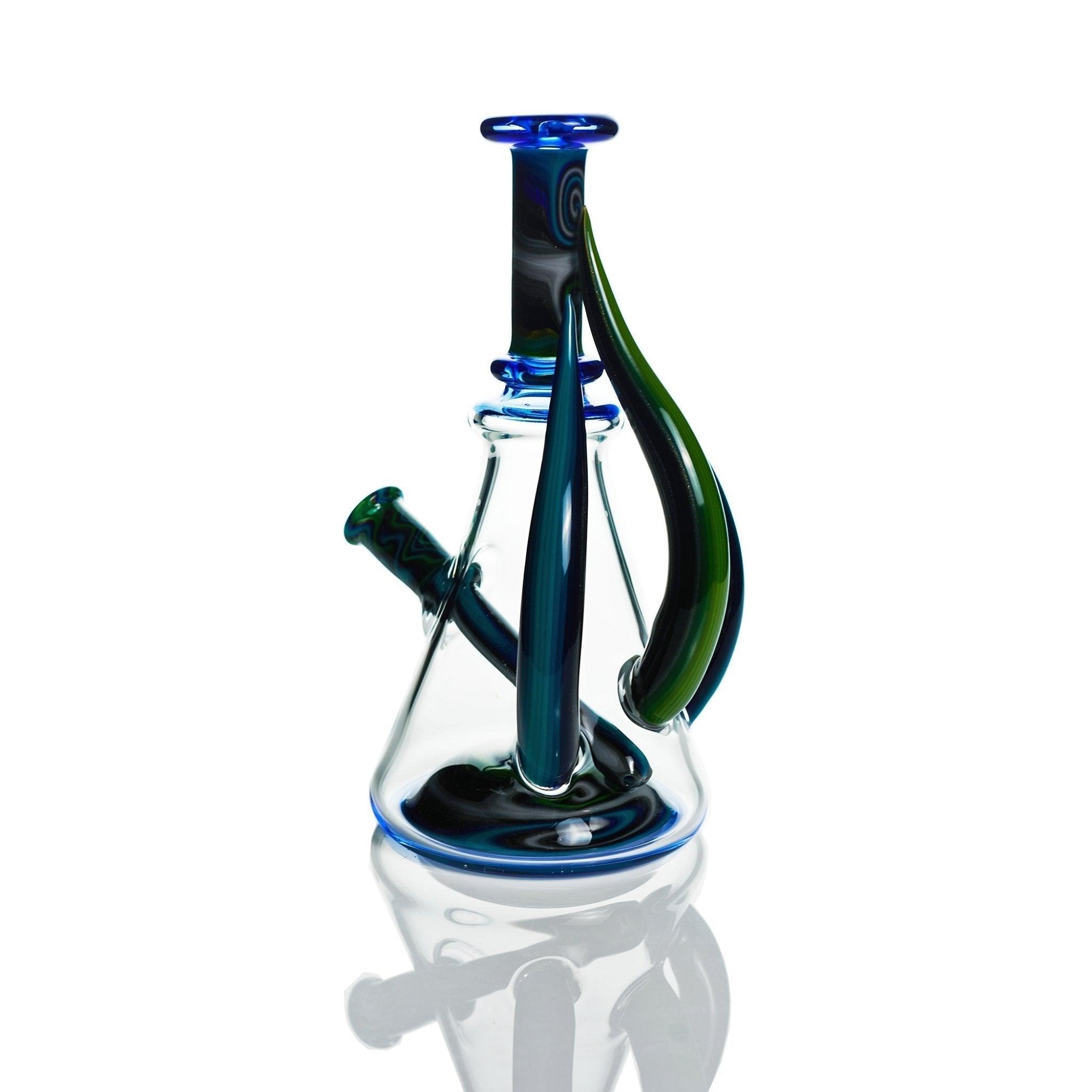 Top view of Vigil Glass Rig showing 2-hole built-in stem and artistic design