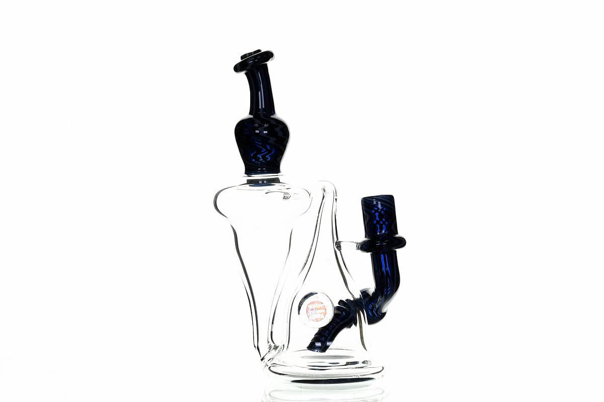 Waterhouse Glass Blue Recycler premium scientific glass rig with blue worked color