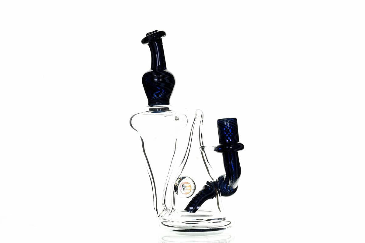 Side view of Waterhouse Glass Blue Recycler showing 14mm 90 degree joint