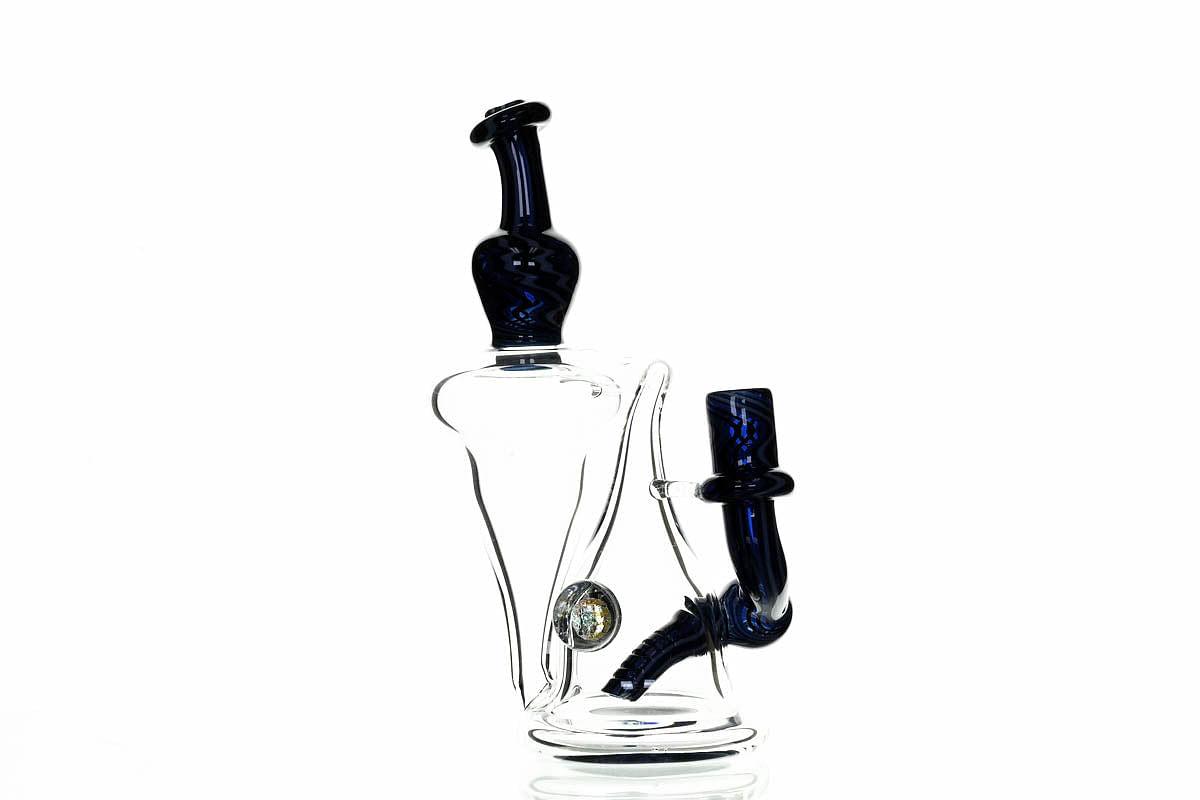 Close-up of Waterhouse Glass Blue Recycler glass craftsmanship and blue color