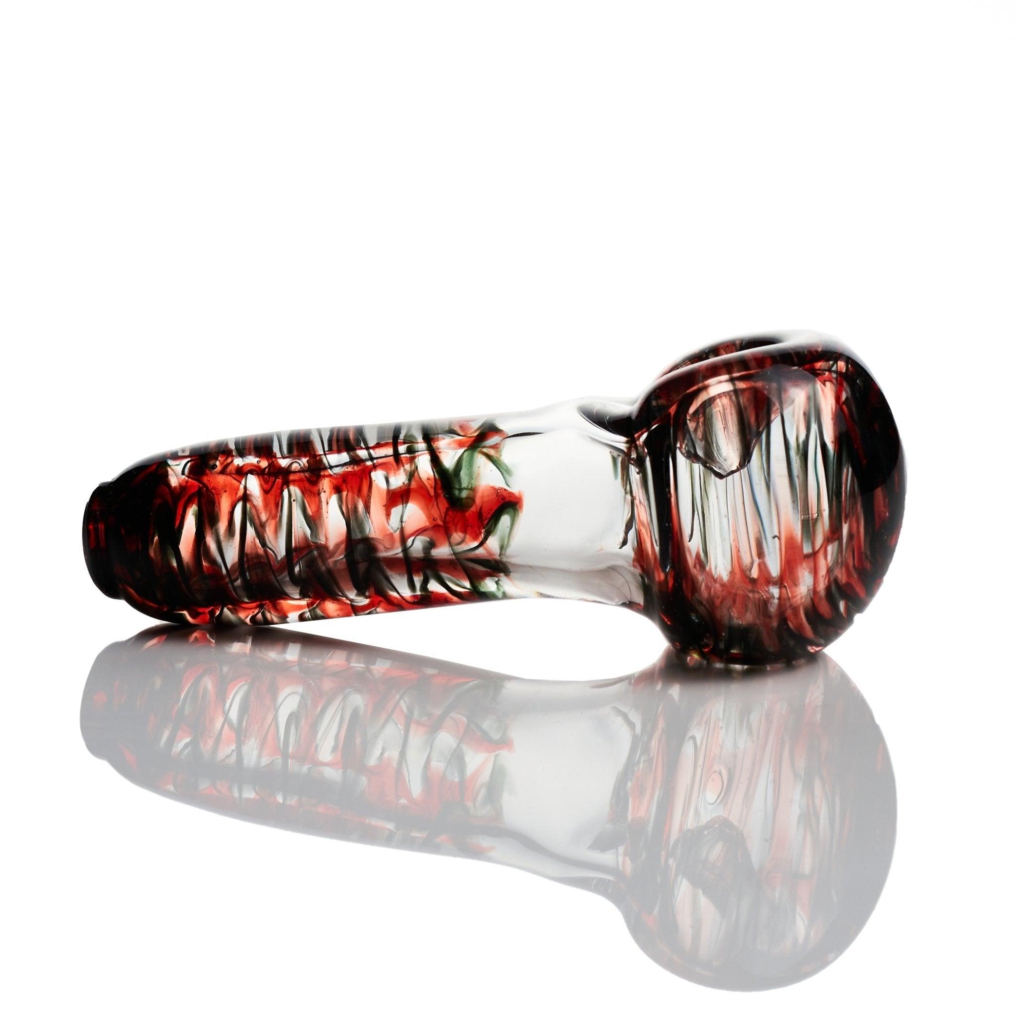 Top view of Westie Glass Colorful Black Red Spoon Handpipe - Smoke Spot