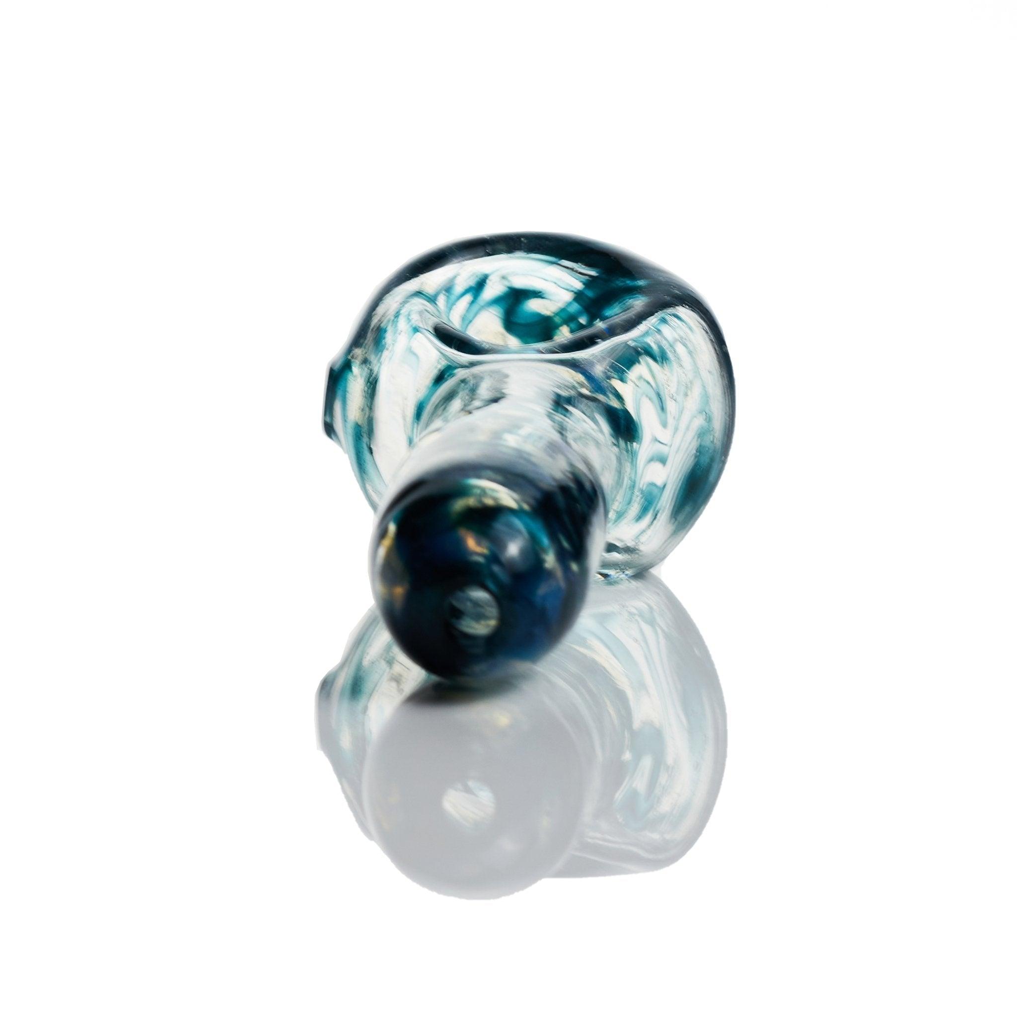 Westie glass colorful blue green spoon handpipe displayed - Smoke Spot