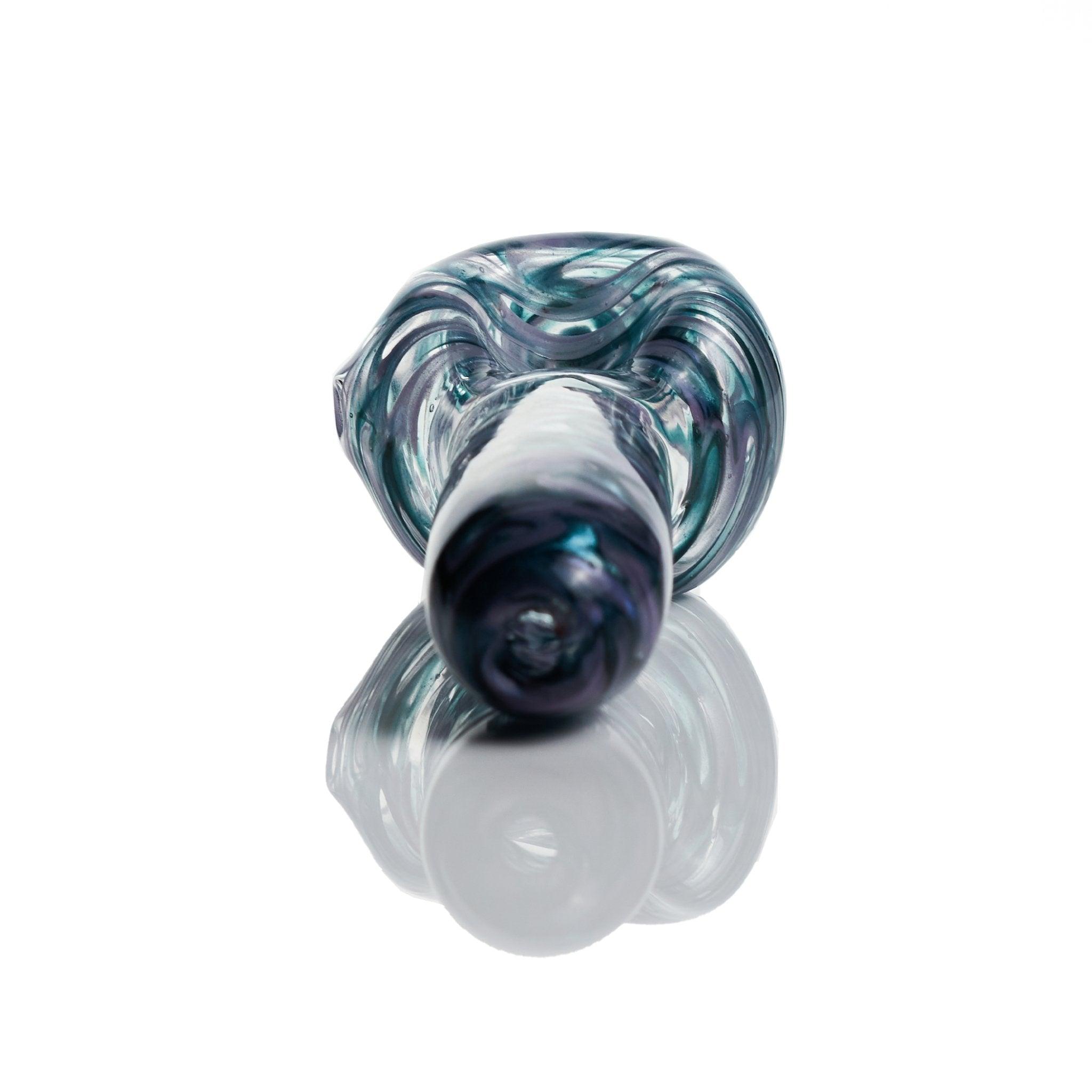Close-up of Westie Glass Colorful Purple Blue Spoon Handpipe details - Smoke Spot Smoke Shop