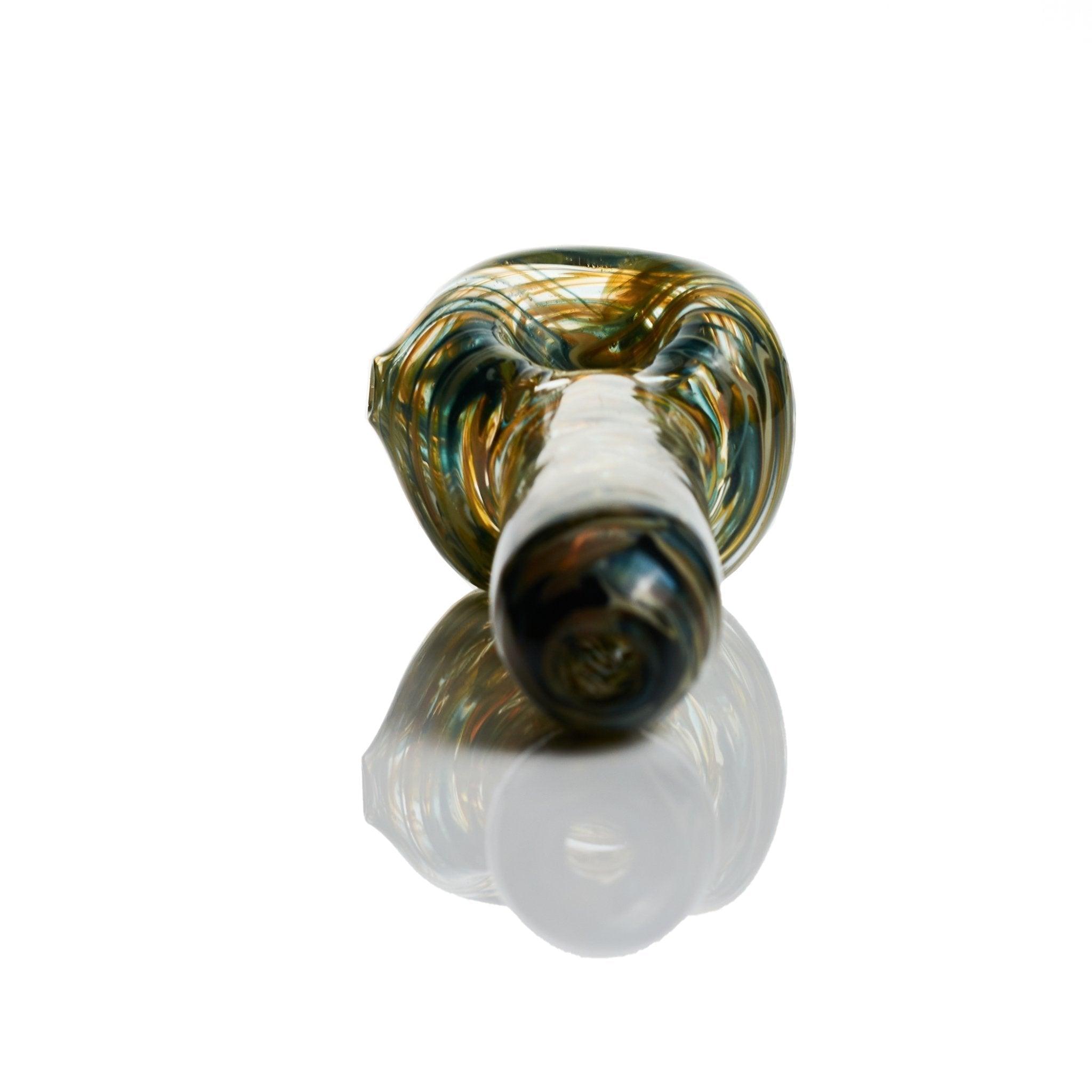 Artisan crafted Westie colorful turquoise cream glass spoon handpipe - Smoke Spot