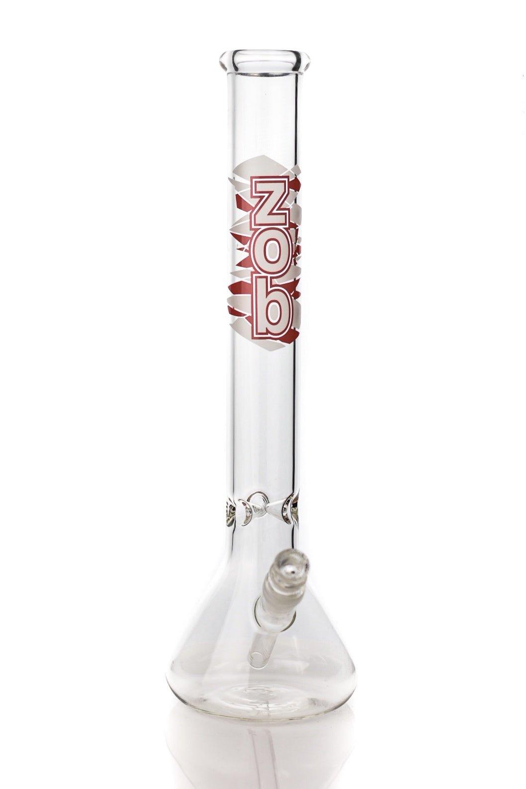 ZOB Beaker 18 inch 14mm Red and White Logo Premium Scientific Glass Waterpipe