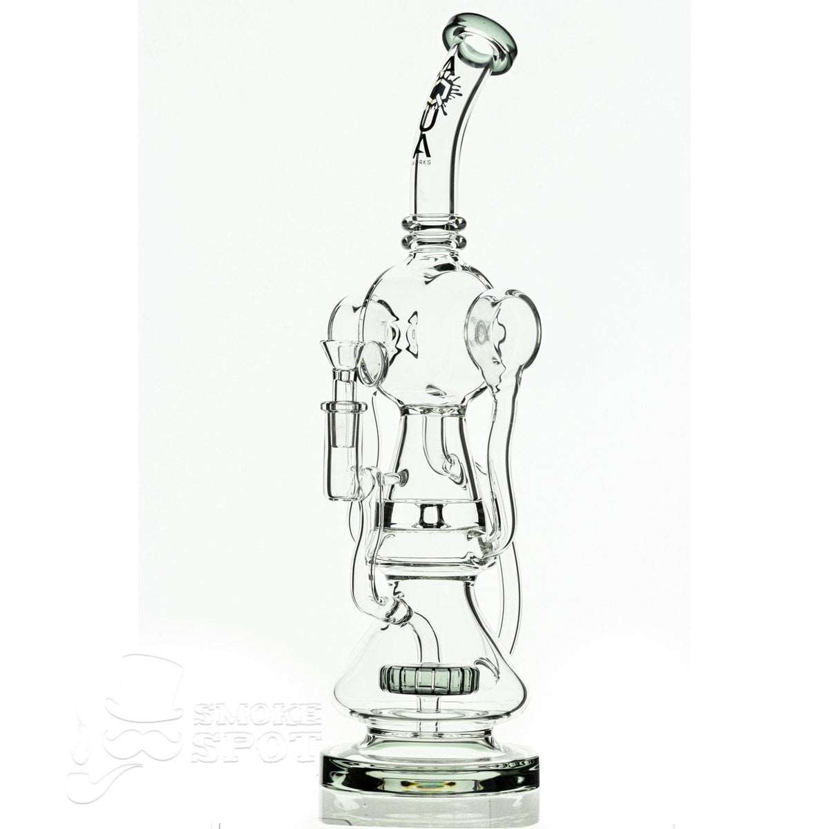 Aqua Glass cylinder top dual arm recycler smoke