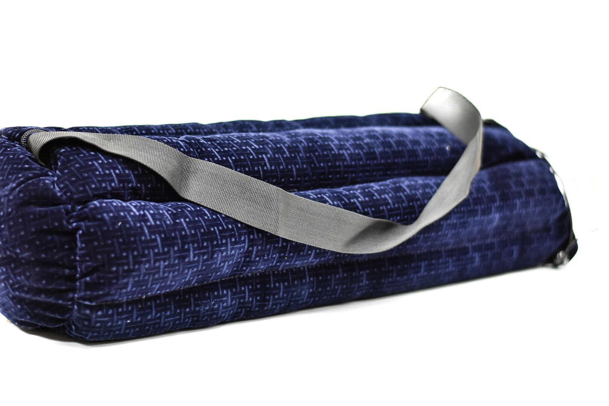Side view of 18 inch tube bag Vatra in woven blue color at Smoke Spot Smoke Shop