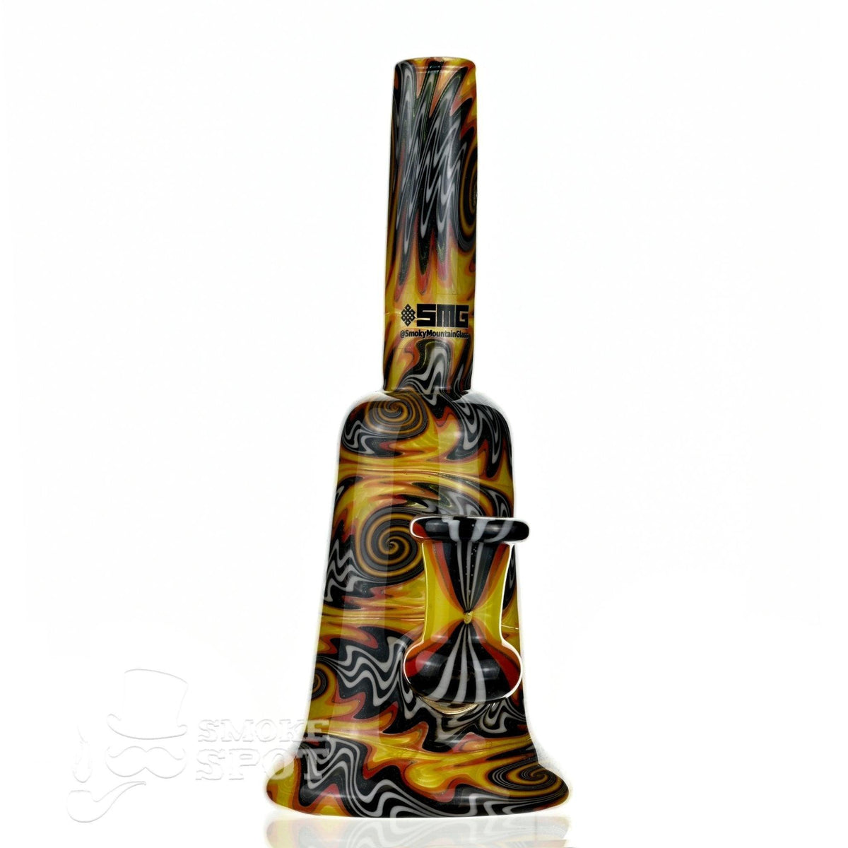 Side view of 2 Kind Orange White Black Wigwag Glass Rig by SSV