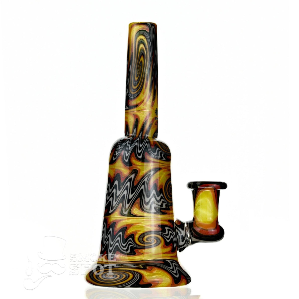 Top view of 2 Kind Orange White Black Wigwag Glass Rig by SSV
