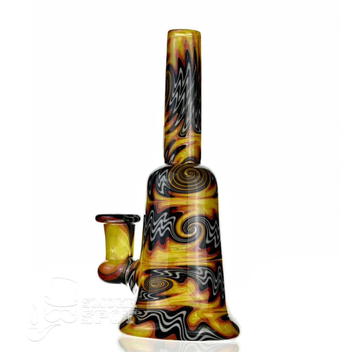 Durable glass waterpipe with unique orange white black wigwag design