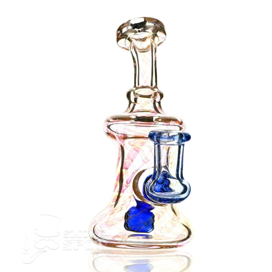 2 Kind Rig Gold Fumed & Blue Glass Waterpipe