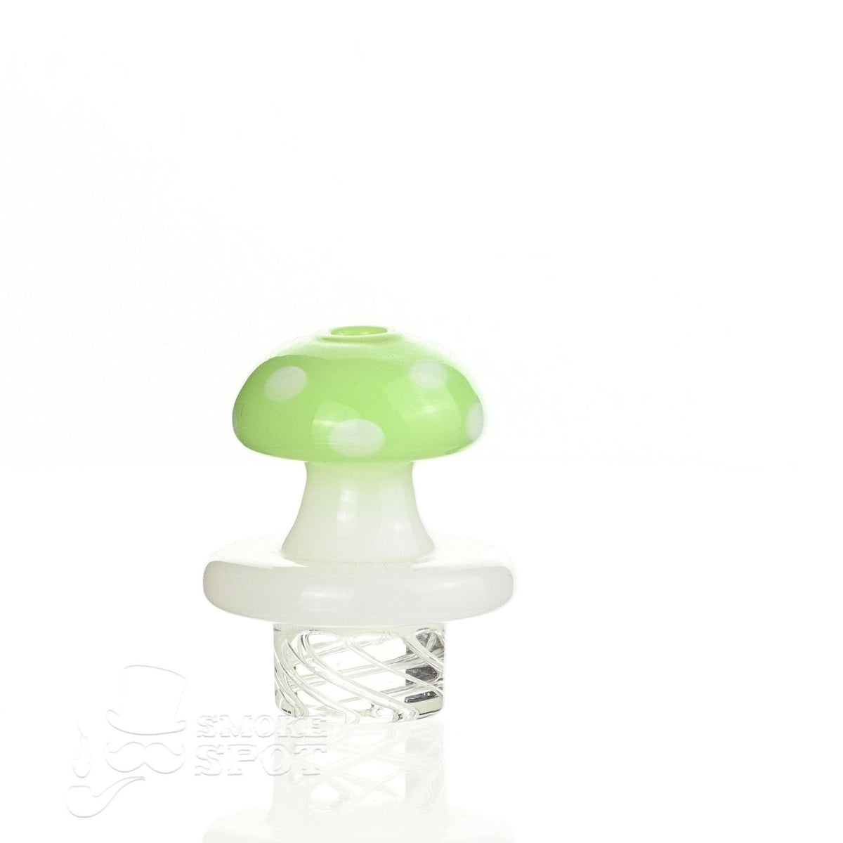 Side view of AFM Marshmellow Spinner Cap Light Green glass carb cap