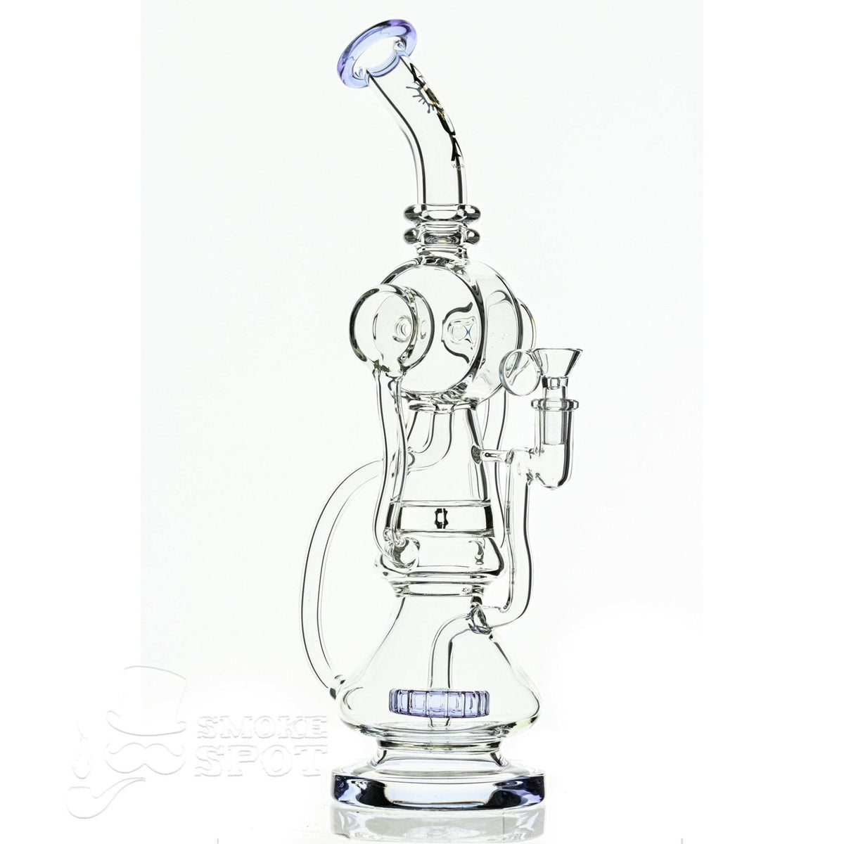 Aqua Glass recycler waterpipe with stemless banger hanger in light purple